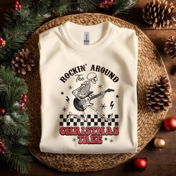 Rock Around The Christmas Tree Shirt, Christmas Rock Party T-Shirt - Picture 2 of 3